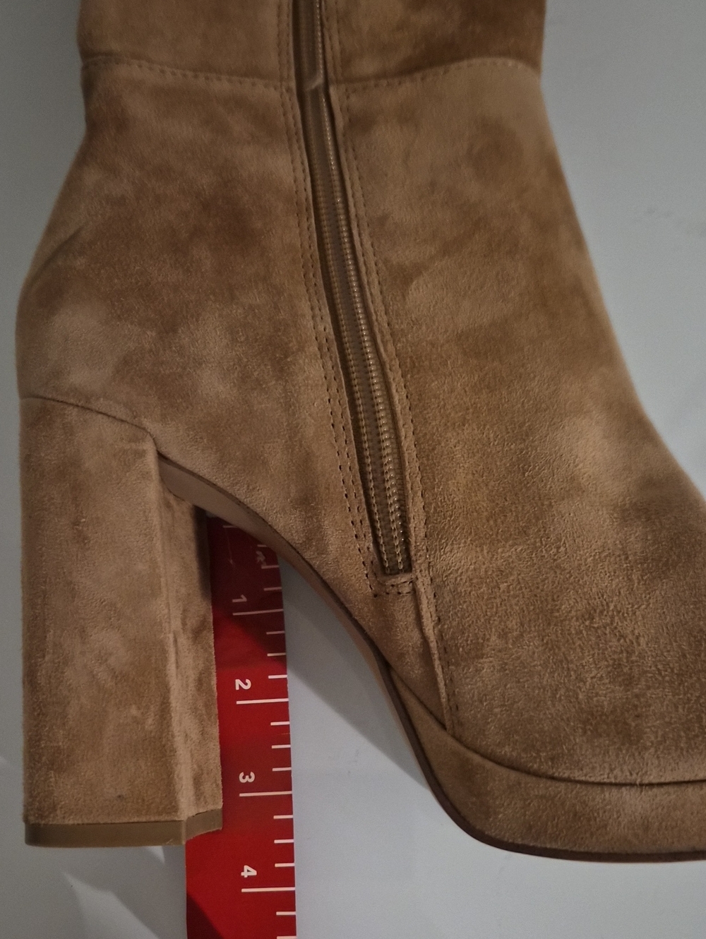 Steve Madden Women’s 7.5 Tan Leather Knee High Platform Boots Chunky Heel - Picture 13 of 13